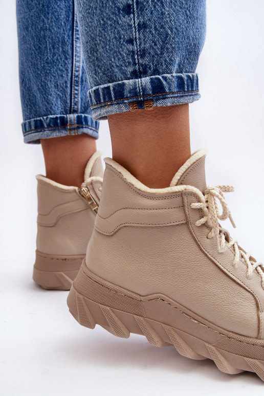 siltināti Āda Sieviešu puszābaki ar platformu smilšu krāsas Lemar Jevette