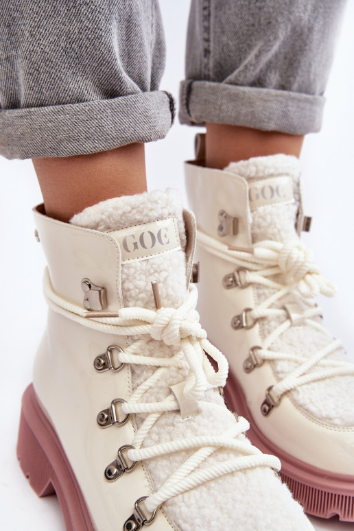 Laque Āda Sieviešu puszābaki apavi Sieviešu GOE MM2N4083 baltas krāsas Laque Āda Sieviešu puszābaki apavi Sieviešu GOE MM2N4083 baltas krāsas