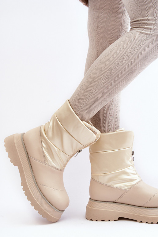 sniega apavi Sieviešu Uz biezas zoles ar rāvējslēdzējiem GOE MM2N4079 smilšu krāsas sniega apavi Sieviešu Uz biezas zoles ar rāvējslēdzējiem GOE MM2N4079 smilšu krāsas