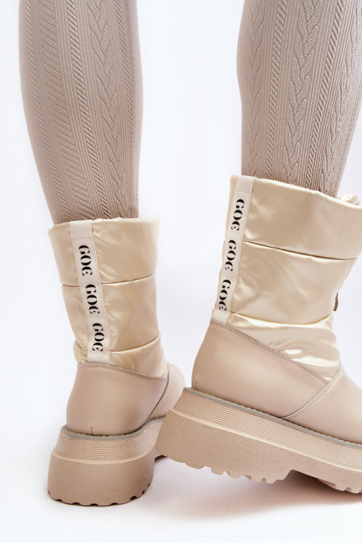 sniega apavi Sieviešu Uz biezas zoles ar rāvējslēdzējiem GOE MM2N4079 smilšu krāsas sniega apavi Sieviešu Uz biezas zoles ar rāvējslēdzējiem GOE MM2N4079 smilšu krāsas
