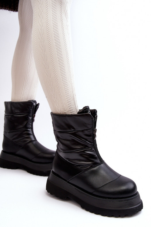 sniega apavi Sieviešu Uz biezas zoles ar rāvējslēdzējiem GOE MM2N4078 melnas krāsas sniega apavi Sieviešu Uz biezas zoles ar rāvējslēdzējiem GOE MM2N4078 melnas krāsas