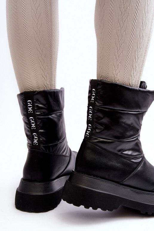 sniega apavi Sieviešu Uz biezas zoles ar rāvējslēdzējiem GOE MM2N4078 melnas krāsas sniega apavi Sieviešu Uz biezas zoles ar rāvējslēdzējiem GOE MM2N4078 melnas krāsas