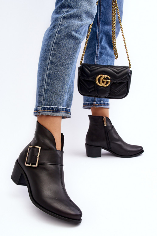 Āda Sieviešu puszābaki Zemajā pastā ar sprādzēm melnas krāsas Liliane