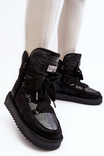 Sieviešu sniega apavi ar stilīgām detaļām D.Franklin DFSH370006 melnas krāsas