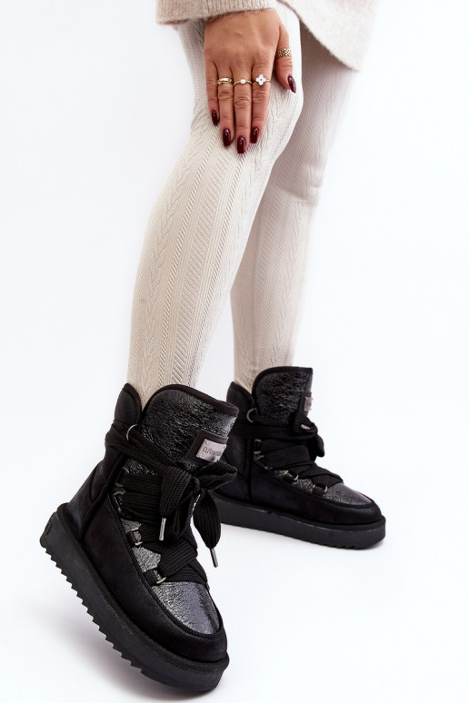 Sieviešu sniega apavi ar stilīgām detaļām D.Franklin DFSH370006 melnas krāsas