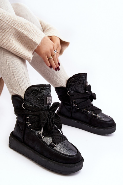 Sieviešu sniega apavi ar stilīgām detaļām D.Franklin DFSH370006 melnas krāsas