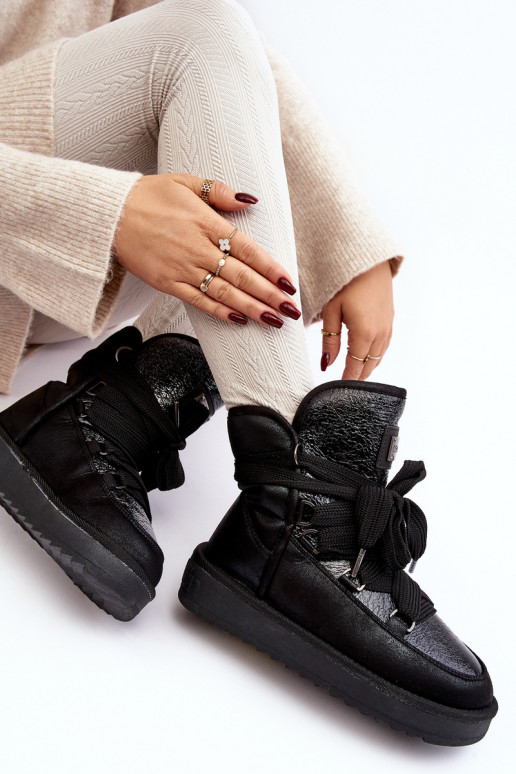 Sieviešu sniega apavi ar stilīgām detaļām D.Franklin DFSH370006 melnas krāsas