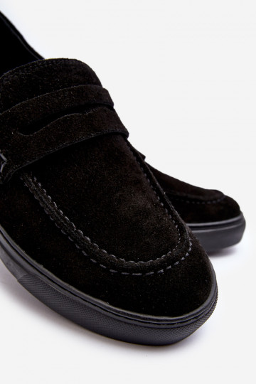 zamšādas Stilīgi vīriešu apavi Mokasīni Zazoo 1574 melnas krāsas 2