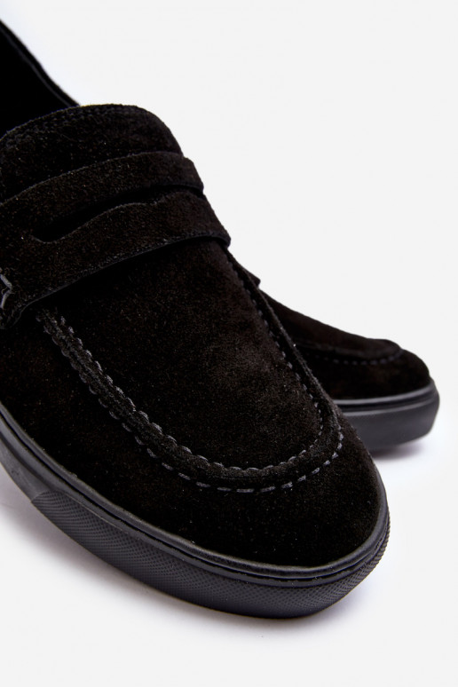 zamšādas Stilīgi vīriešu apavi Mokasīni Zazoo 1574 melnas krāsas zamšādas Stilīgi vīriešu apavi Mokasīni Zazoo 1574 melnas krāsas