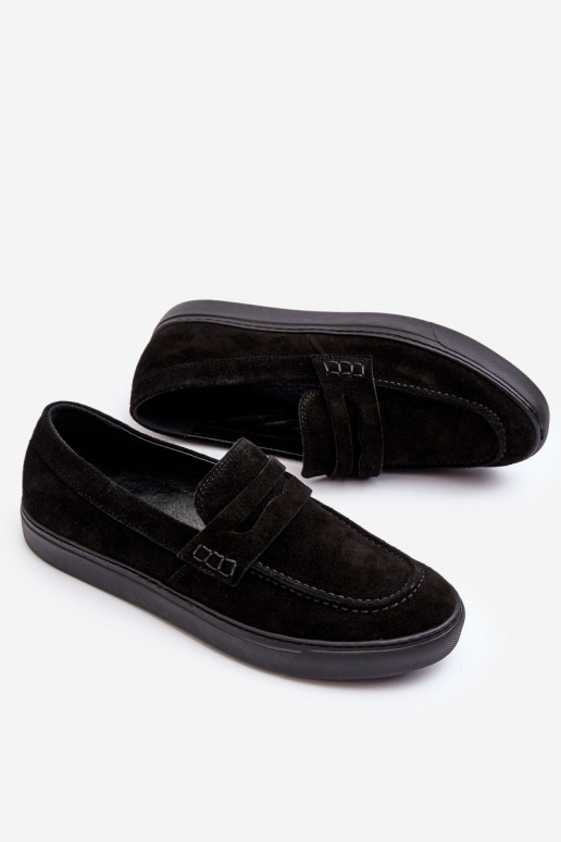 zamšādas Stilīgi vīriešu apavi Mokasīni Zazoo 1574 melnas krāsas zamšādas Stilīgi vīriešu apavi Mokasīni Zazoo 1574 melnas krāsas