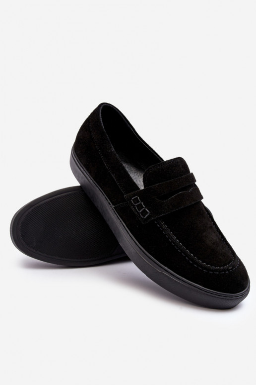 zamšādas Stilīgi vīriešu apavi Mokasīni Zazoo 1574 melnas krāsas zamšādas Stilīgi vīriešu apavi Mokasīni Zazoo 1574 melnas krāsas