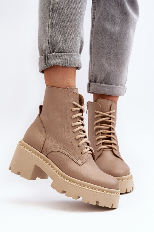 Zazoo 3413 Sieviešu puszābaki zābaki Uz masīviem papēžiem smilšu krāsas