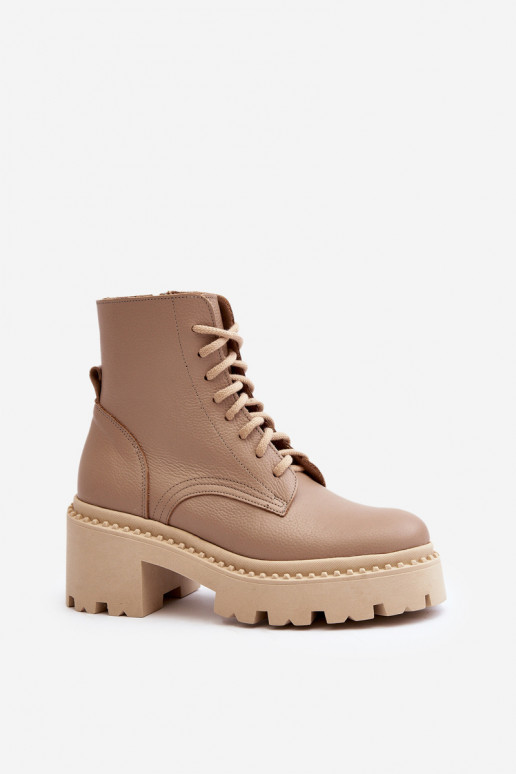 Zazoo 3413 Sieviešu puszābaki zābaki Uz masīviem papēžiem smilšu krāsas