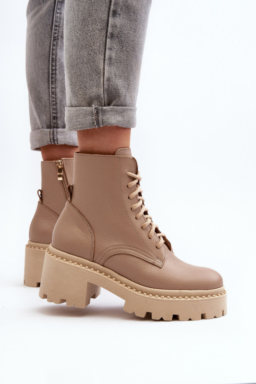 Zazoo 3413 Sieviešu puszābaki zābaki Uz masīviem papēžiem smilšu krāsas