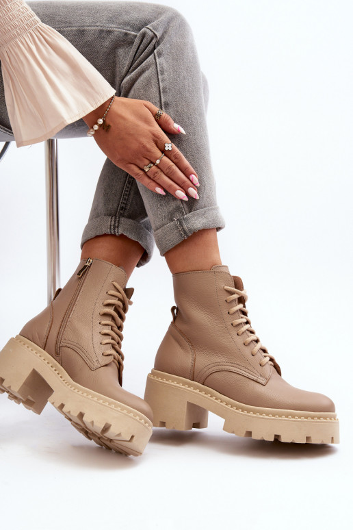 Zazoo 3413 Sieviešu puszābaki zābaki Uz masīviem papēžiem smilšu krāsas