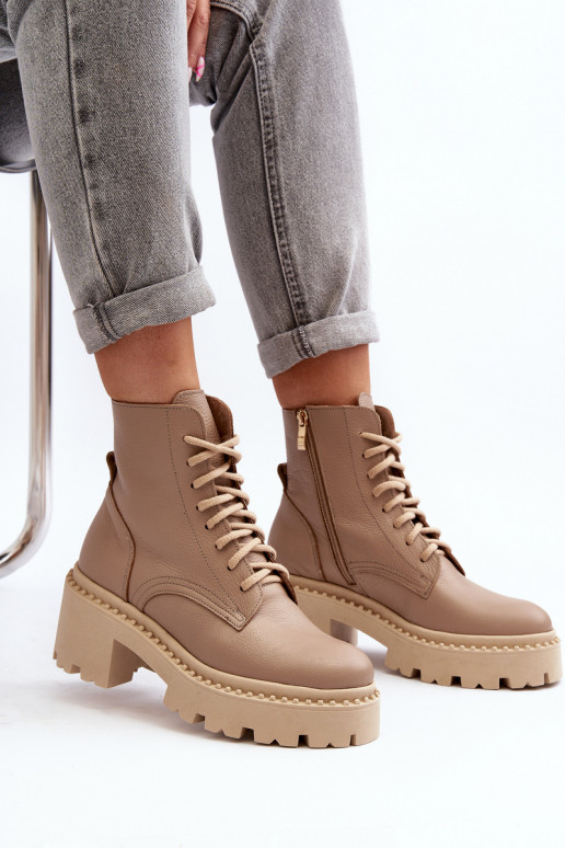 Zazoo 3413 Sieviešu puszābaki zābaki Uz masīviem papēžiem smilšu krāsas