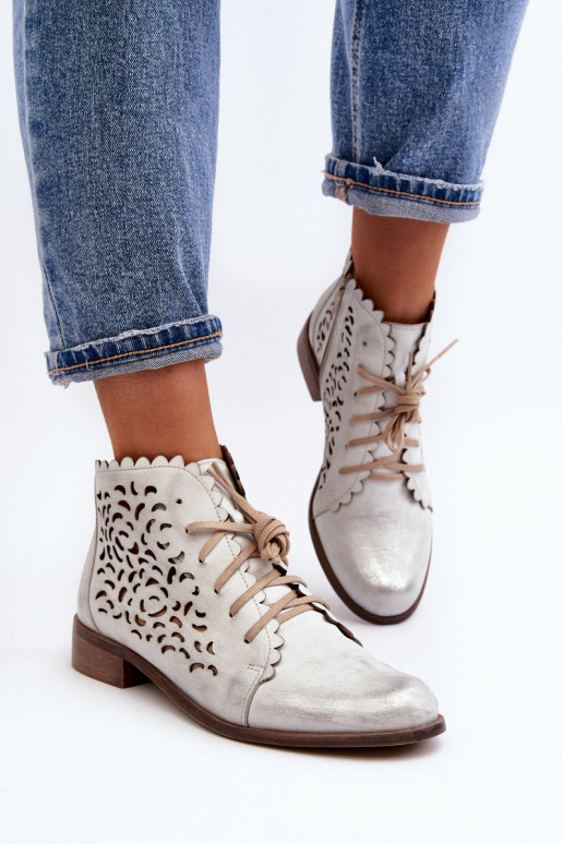 Zazoo 2871 Zābaki Sieviešu šņorējami Sudraba krāsas