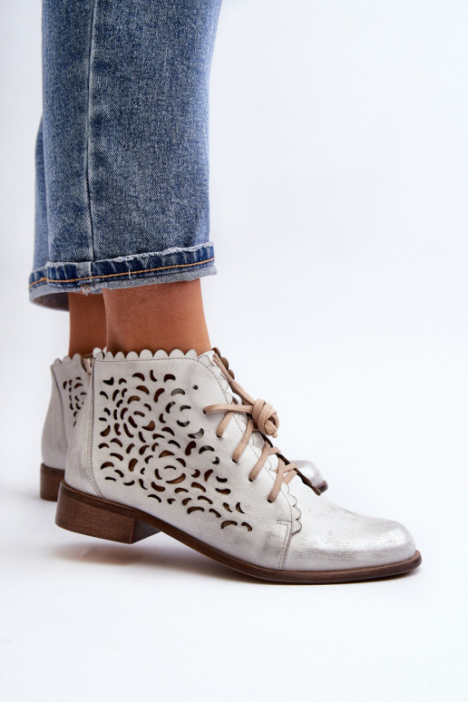 Zazoo 2871 Zābaki Sieviešu šņorējami Sudraba krāsas