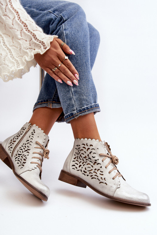 Zazoo 2871 Zābaki Sieviešu šņorējami Sudraba krāsas