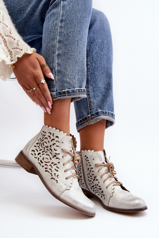 Zazoo 2871 Zābaki Sieviešu šņorējami Sudraba krāsas