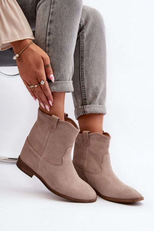 Zazoo 2326 zamšādas Paslīdēt uz Sieviešu puszābaki smilšu krāsas