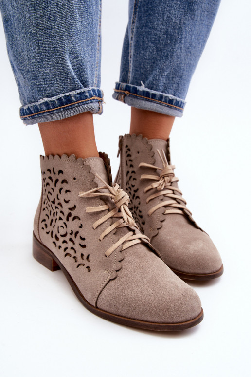 Zazoo 2871 Zābaki Sieviešu šņorējami smilšu krāsas