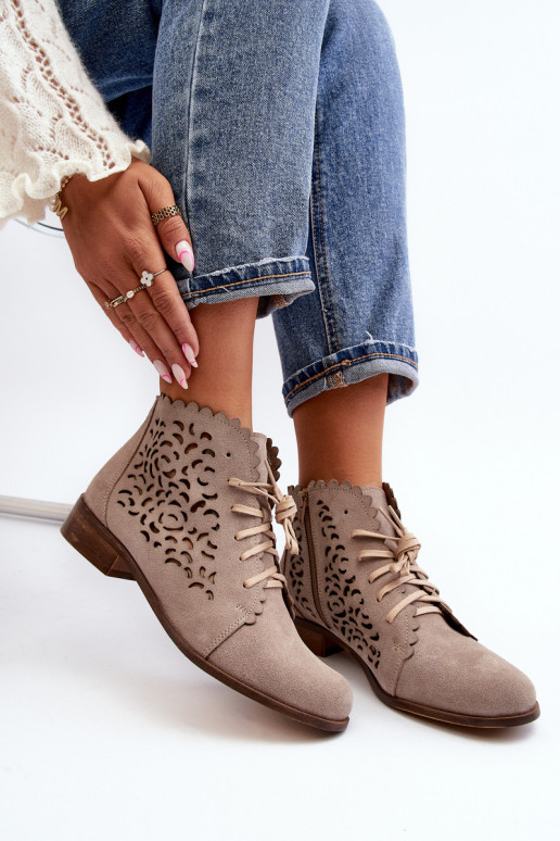 Zazoo 2871 Zābaki Sieviešu šņorējami smilšu krāsas