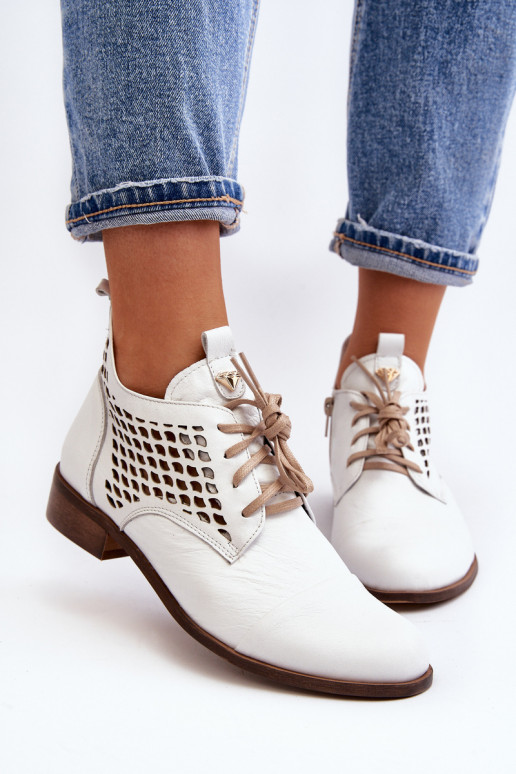 Zazoo 2878 Zems Zābaki Āda Sieviešu baltas krāsas Zazoo 2878 Zems Zābaki Āda Sieviešu baltas krāsas