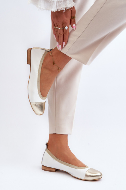 Zazoo 2890 Balerīnas Baltas-Zelta krāsas Zazoo 2890 Balerīnas Baltas-Zelta krāsas