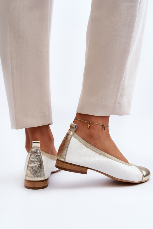 Zazoo 2890 Balerīnas Baltas-Zelta krāsas Zazoo 2890 Balerīnas Baltas-Zelta krāsas