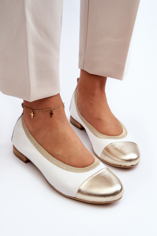 Zazoo 2890 Balerīnas Baltas-Zelta krāsas Zazoo 2890 Balerīnas Baltas-Zelta krāsas