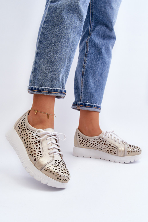 Zazoo 2821 Āda apavi Sieviešu Ažūrs Zelta krāsas Zazoo 2821 Āda apavi Sieviešu Ažūrs Zelta krāsas