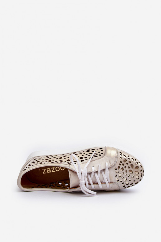 Zazoo 2821 Āda apavi Sieviešu Ažūrs Zelta krāsas Zazoo 2821 Āda apavi Sieviešu Ažūrs Zelta krāsas