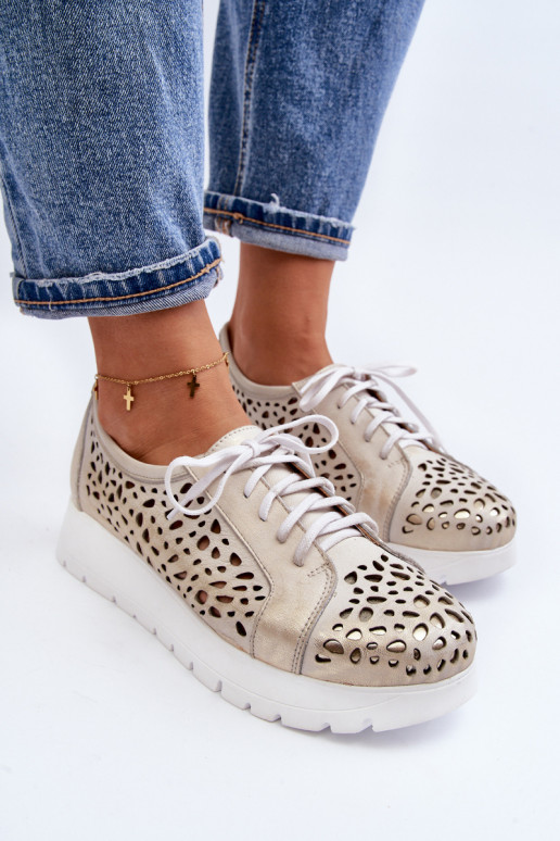 Zazoo 2821 Āda apavi Sieviešu Ažūrs Zelta krāsas Zazoo 2821 Āda apavi Sieviešu Ažūrs Zelta krāsas