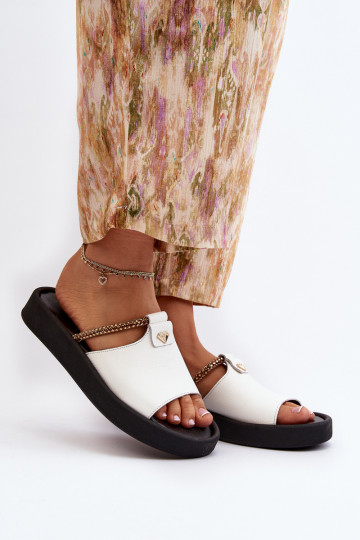 Zazoo 2896 sieviešu čības Āda baltas krāsas 2