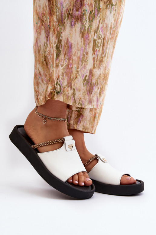 Zazoo 2896 sieviešu čības Āda baltas krāsas