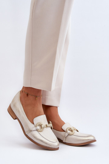 Zazoo 2880 Sieviešu Mokasīni Āda ar ornamentiem Zelta krāsas 2