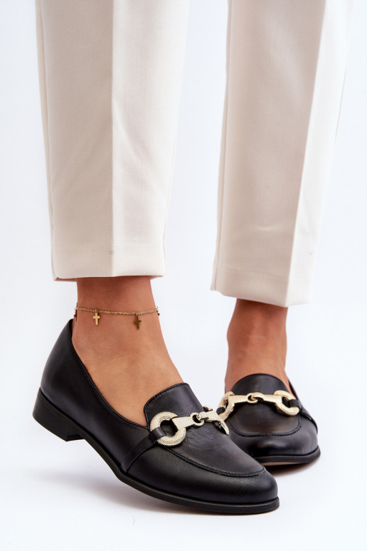 Zazoo 2880 Sieviešu Mokasīni Āda ar ornamentiem melnas krāsas