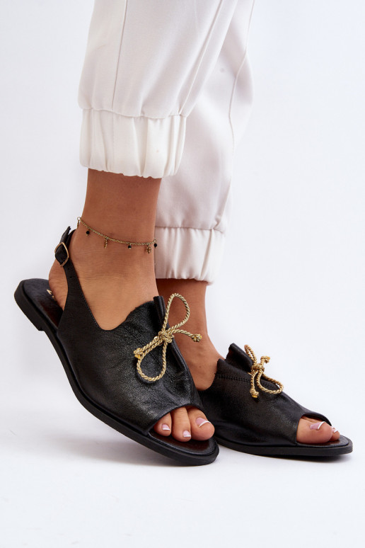 Zazoo 2898 Āda līdzenas zoles basenes melnas krāsas Zazoo 2898 Āda līdzenas zoles basenes melnas krāsas