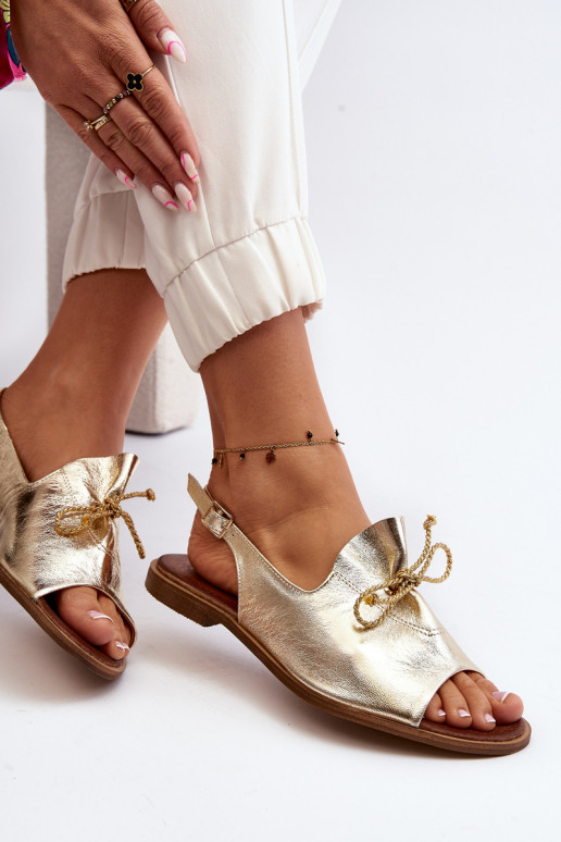 Zazoo 2898 Āda līdzenas zoles basenes Zelta krāsas Zazoo 2898 Āda līdzenas zoles basenes Zelta krāsas