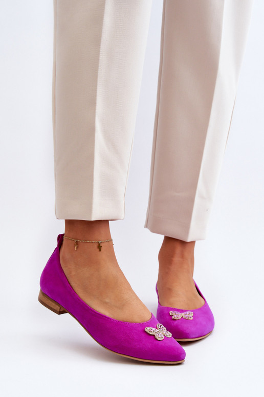 Zazoo 2887 Zamšādas balerīnas Ar greznu Tauriņim rozā krāsas Zazoo 2887 Zamšādas balerīnas Ar greznu Tauriņim rozā krāsas