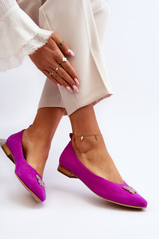 Zazoo 2887 Zamšādas balerīnas Ar greznu Tauriņim rozā krāsas Zazoo 2887 Zamšādas balerīnas Ar greznu Tauriņim rozā krāsas