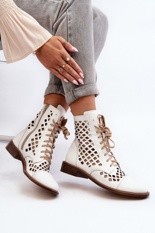 Zazoo 2695 Ažūrs Āda Sieviešu puszābaki baltas krāsas Zazoo 2695 Ažūrs Āda Sieviešu puszābaki baltas krāsas