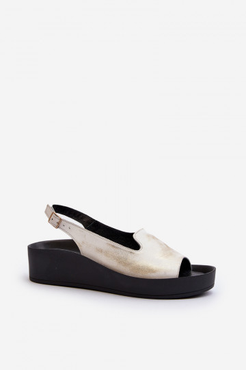 Zazoo 2893 Sieviešu basenes Āda na Biezsj PodeszInie Zelta krāsas Przecierany