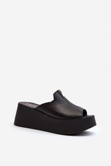 Zazoo 2916 Sieviešu Čības ar platformu ar rāvējslēdzējiem melnas krāsas