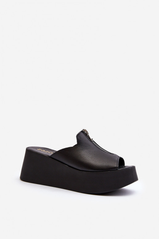 Zazoo 2916 Sieviešu Čības ar platformu ar rāvējslēdzējiem melnas krāsas Zazoo 2916 Sieviešu Čības ar platformu ar rāvējslēdzējiem melnas krāsas