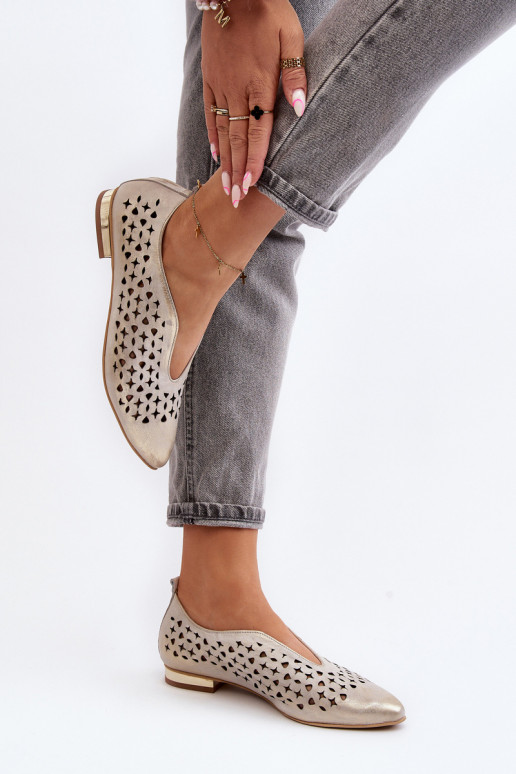 Zazoo 2883 Ažūra balerīnas Izgatavota no dabīgas ādas Zelta krāsas Zazoo 2883 Ažūra balerīnas Izgatavota no dabīgas ādas Zelta krāsas