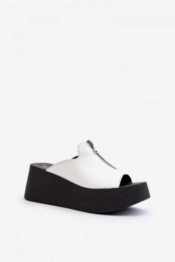 Zazoo 2916 Sieviešu Čības ar platformu ar rāvējslēdzējiem baltas krāsas