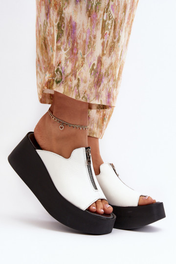 Zazoo 2916 Sieviešu Čības ar platformu ar rāvējslēdzējiem baltas krāsas 2