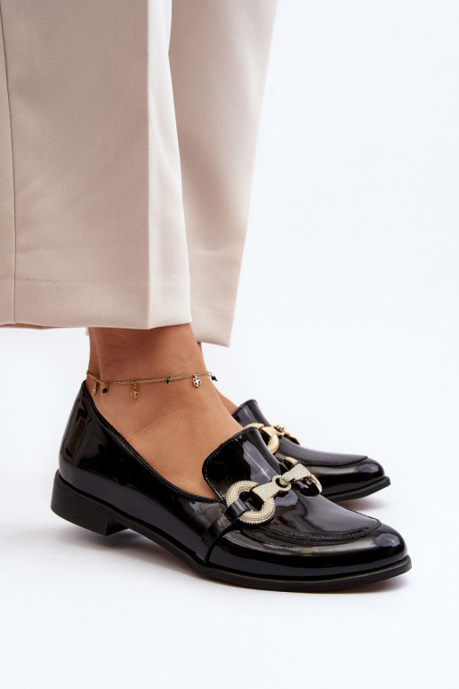 Zazoo 2880 Sieviešu Mokasīni Laque ar ornamentiem melnas krāsas Zazoo 2880 Sieviešu Mokasīni Laque ar ornamentiem melnas krāsas